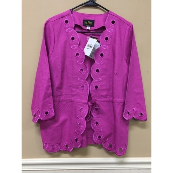 BOB MACKIE Scalloped Eyelet Pink Jacket Cardigan - Picture 1 of 5